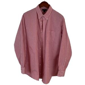 Lands’ End Traditional Fit Shirt Pink Gingham Check Print Button Down 17.5-35